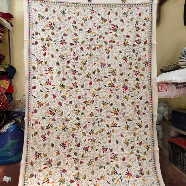 Kantha Woolen Shawl for ladies (white)