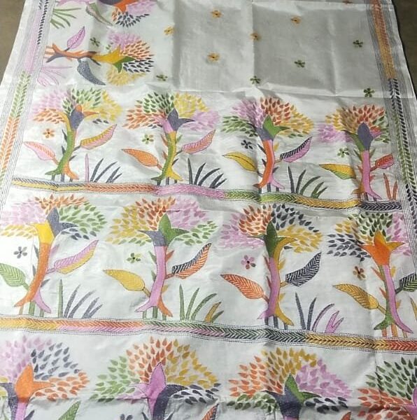 Pure Bangalore silk Sarees for Women (white color.)