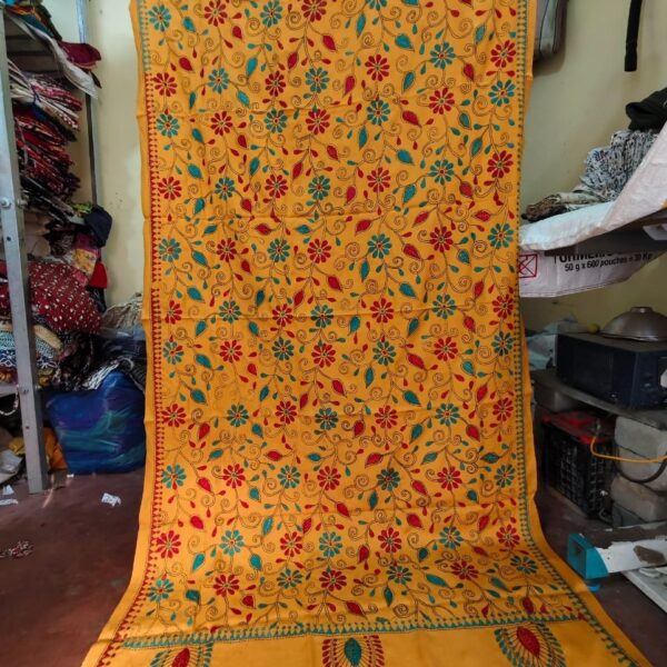 Kantha Woolen Shawl For Women (yellow colour)